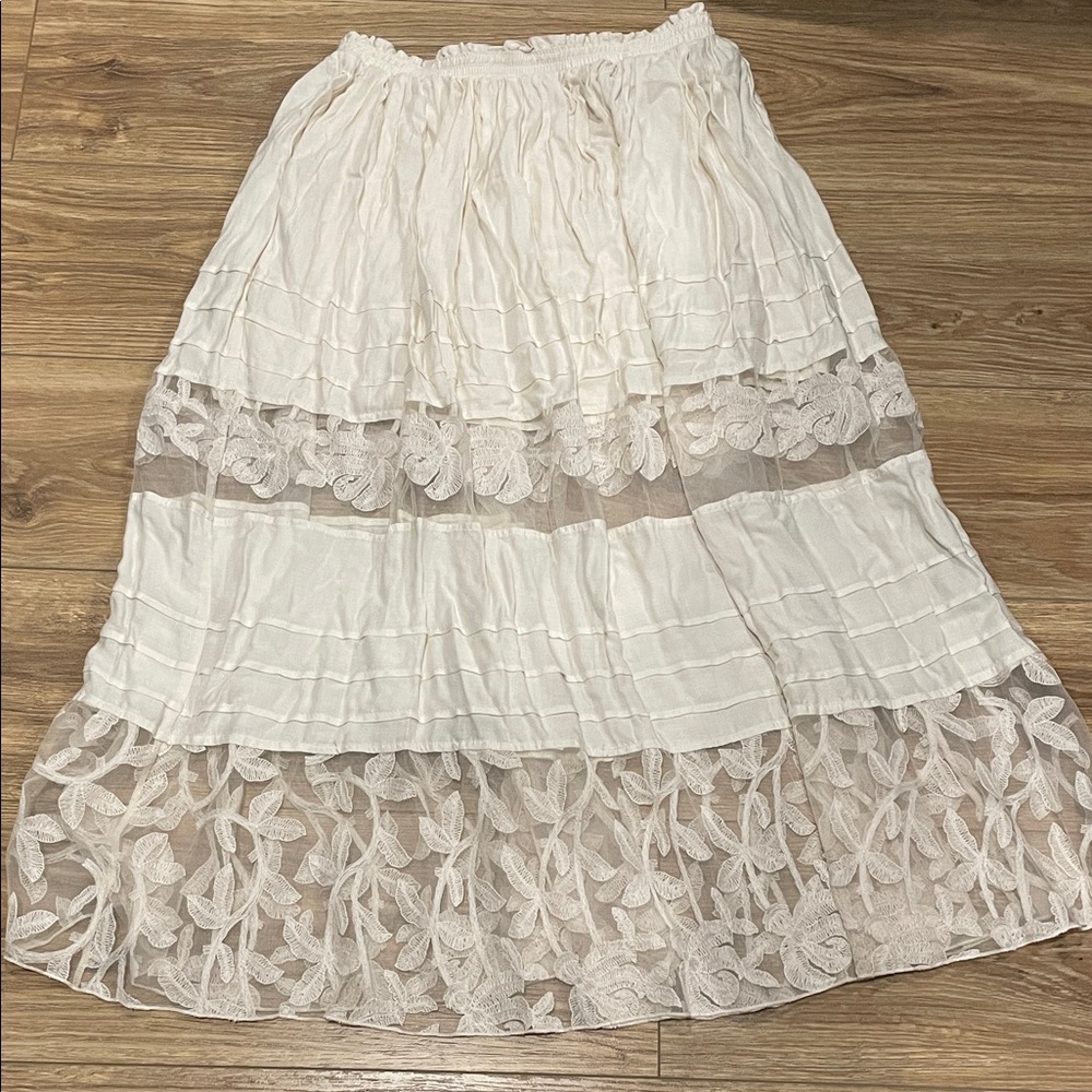 Free People Cream Lace Maxi Skirt & blouse